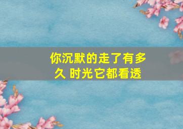 你沉默的走了有多久 时光它都看透